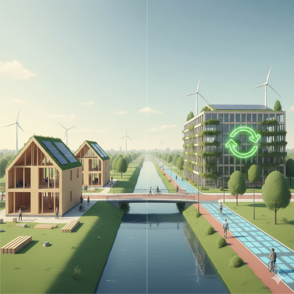 Visual van de What, Why, How-structuur in de context van duurzaamheid